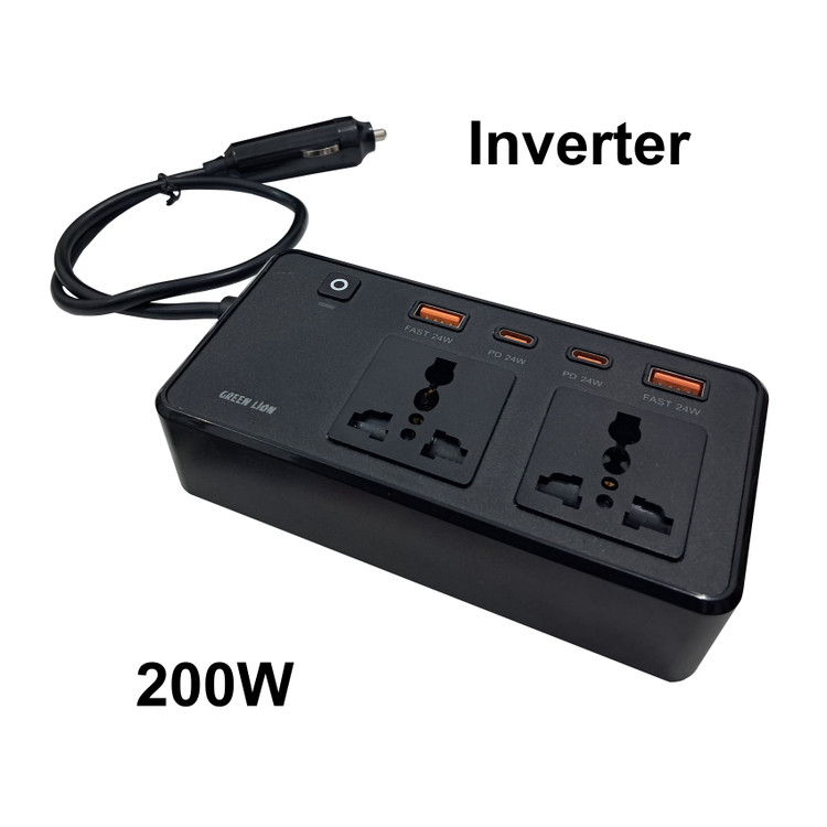 اینورتر (Inverter) 200W گرین لاین (green lion)، برای تولید برق شهری 220 ولت متناوب